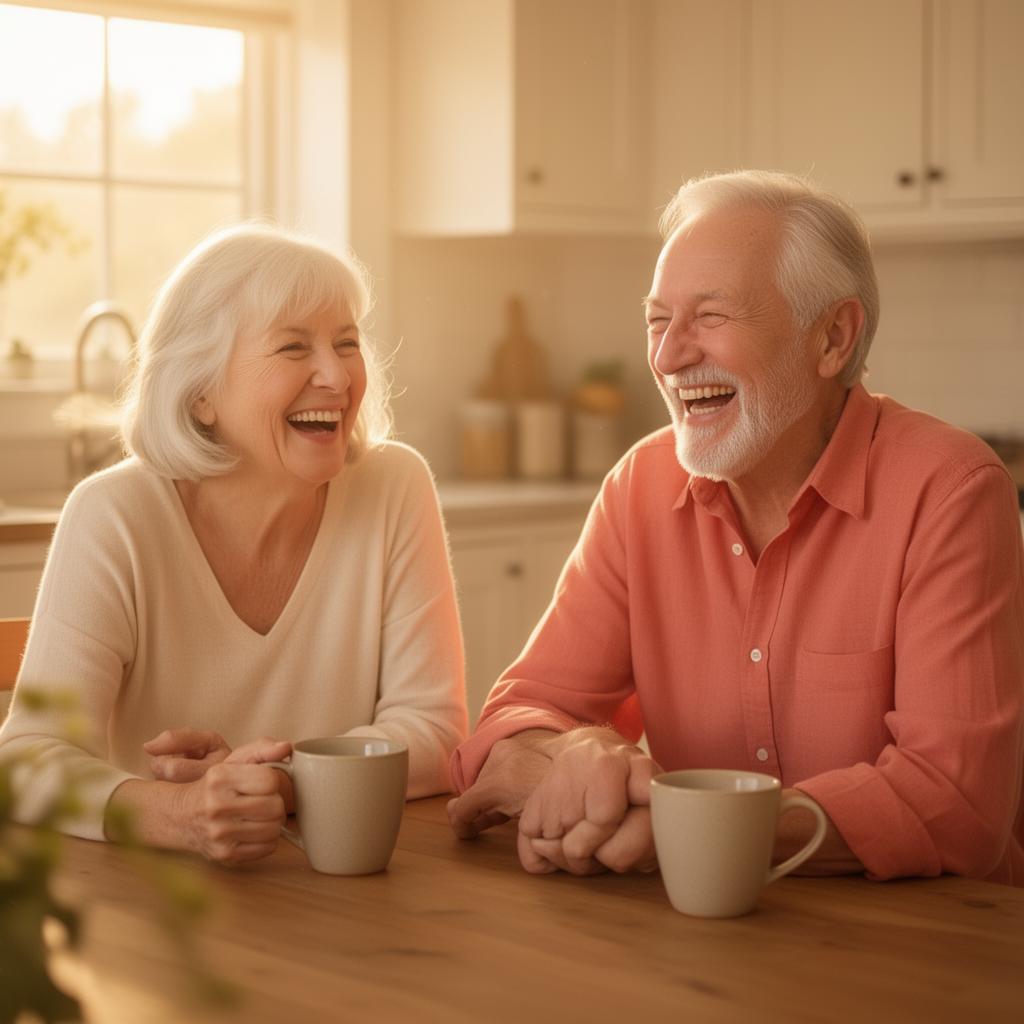 Happy Medicare clients laughing together